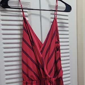 Express Pink and Black Striped Jumpsuit